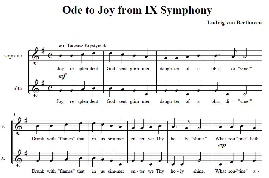 Ode to Joy score